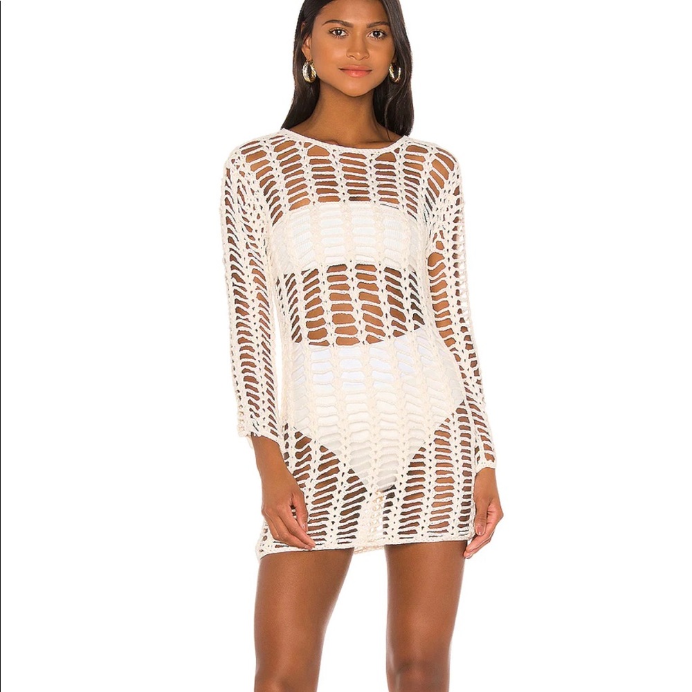 Superdown Miranda Crochet Mini Dress in White, never worn! Size Small, Revolve
